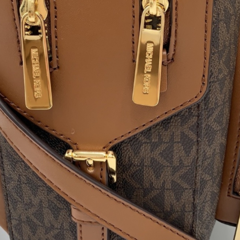 NWT Michael Kors Jaycee Brown Logo Backpack - Picture 5 of 7